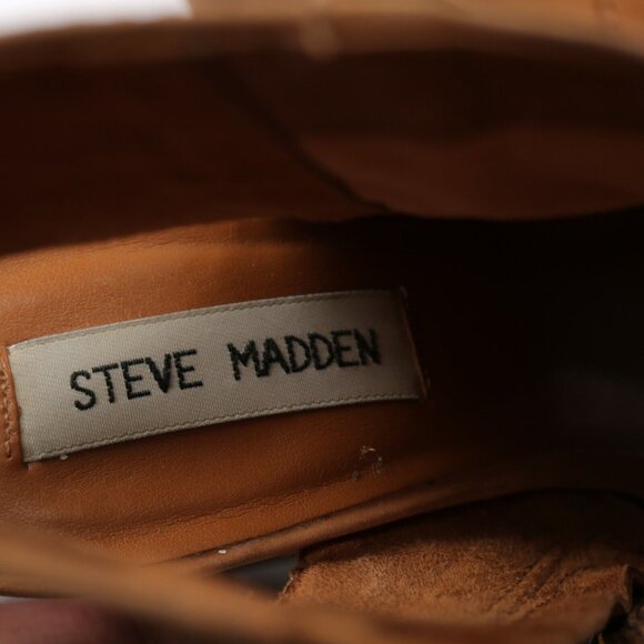 Steve Madden Womens Tulisa Boot Size 9 Tan Caramel Leather Open Toe Block Heel - Picture 11 of 12